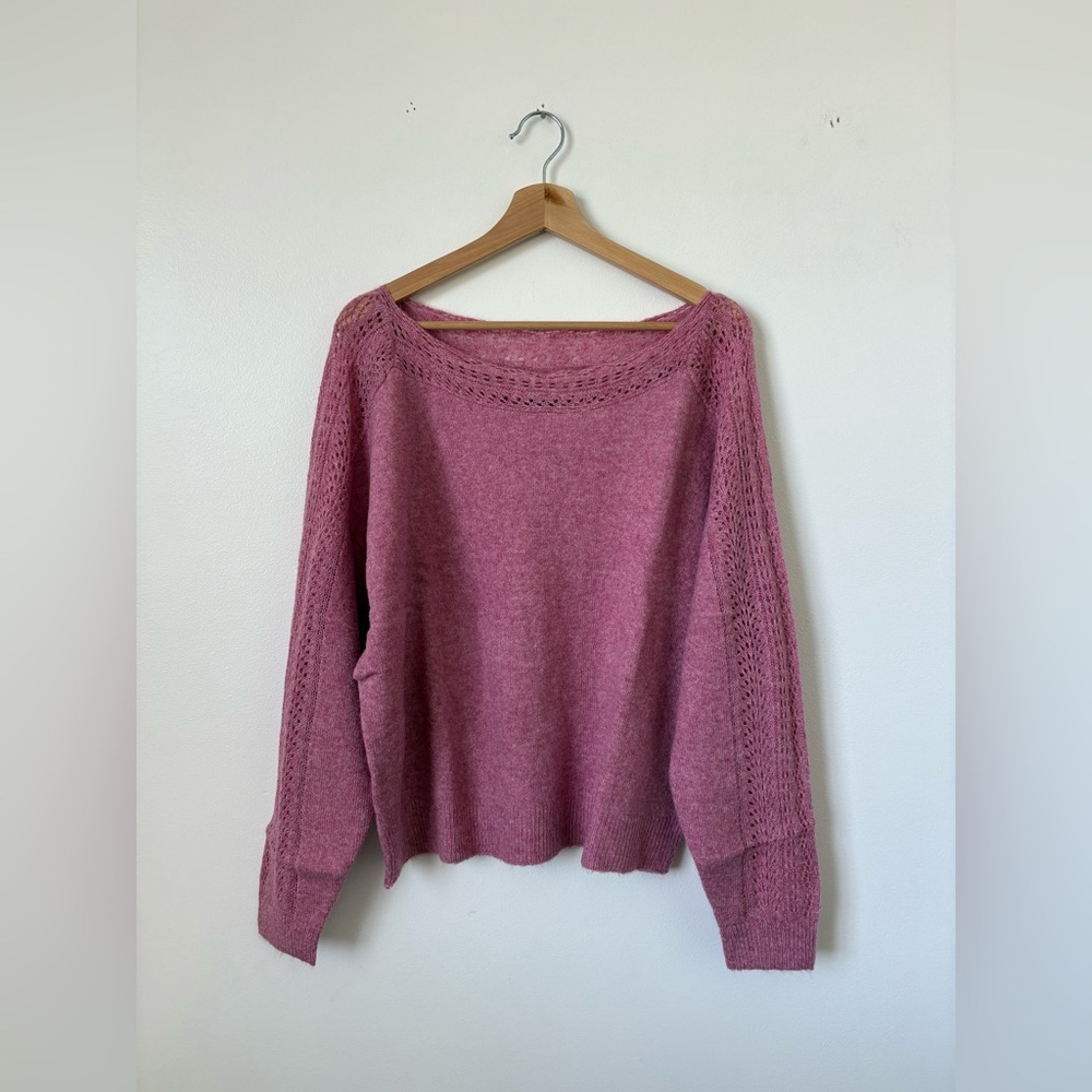 American Eagle Whoa So Soft Lace Sweater – Pink – NWT - Picture 2 of 6